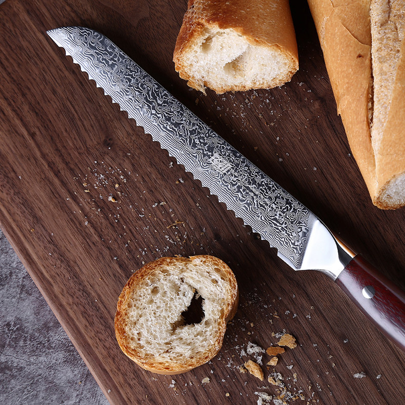 日本进口aus10大马士革面包刀切蛋糕刀粗锯齿刀吐面包刀