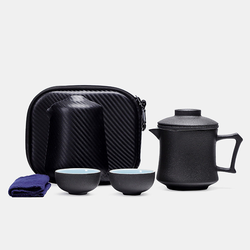 旅行茶具套装车载便携包一壶两杯户外陶瓷快客杯便携式收纳箱二人