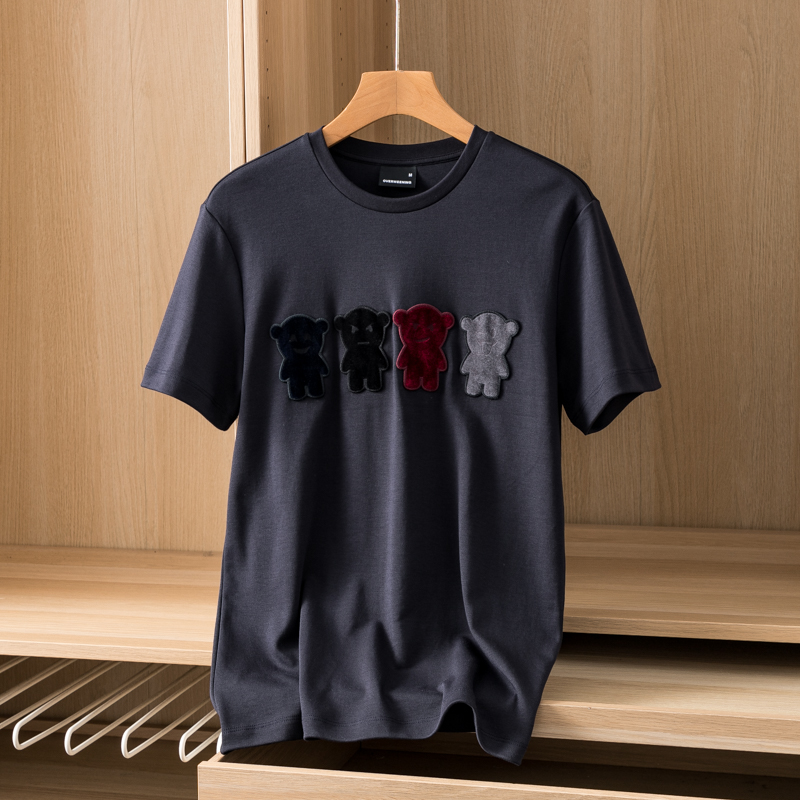 少量！意大利奢级！80支水柔棉~男士时尚休闲圆领套头短袖T恤男潮