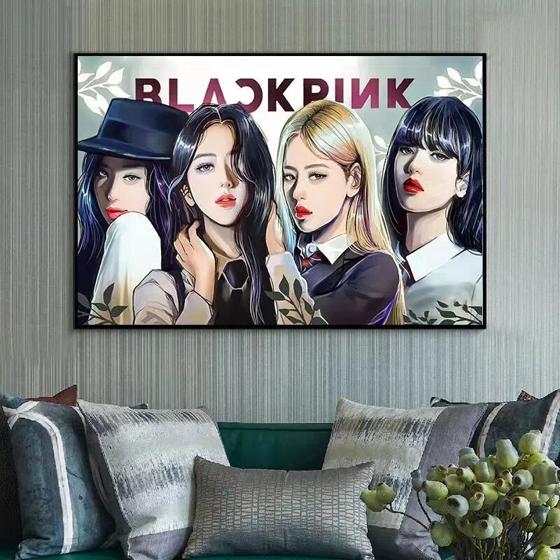 blackpink全体成员手工定制diy填色数字油画创意手绘背景墙diy