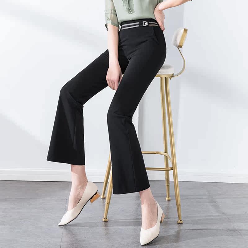 华燕天姿微喇喇叭裤女高高腰显瘦女裤2021春季新款休闲裤