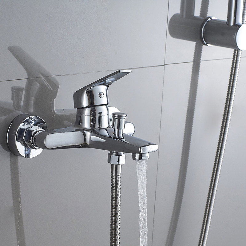 淋浴龙头全铜混水阀冷热混合沐浴三联花洒洗澡浴缸卫浴浴室水龙头
