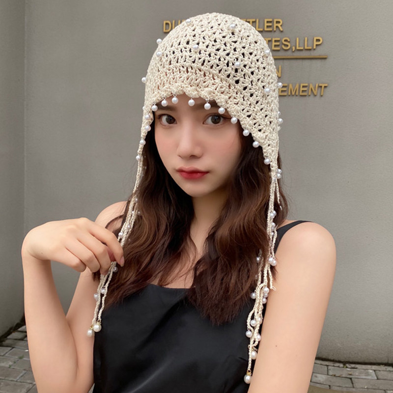 手工珍珠串珠流苏民俗风帽子棉春夏公主异域帽子