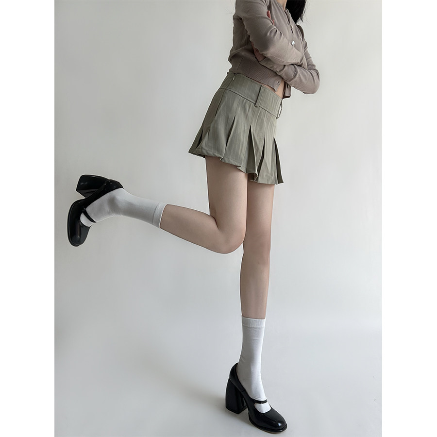 复古百搭薄棉小腿jk短袜纯色袜子辣妹风白中筒袜