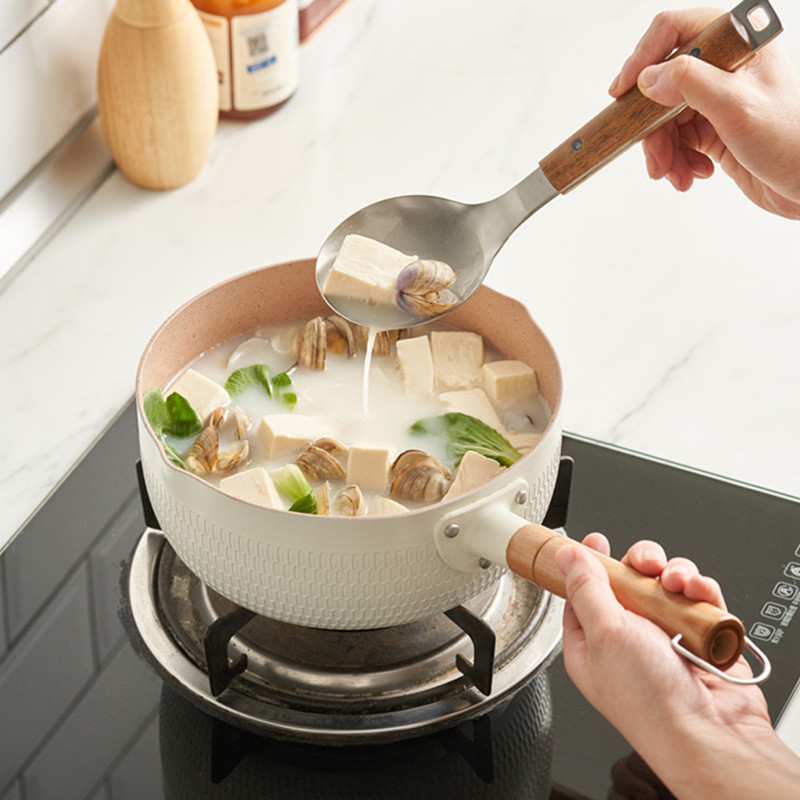 肆月铝合金家用热煮奶锅不粘锅