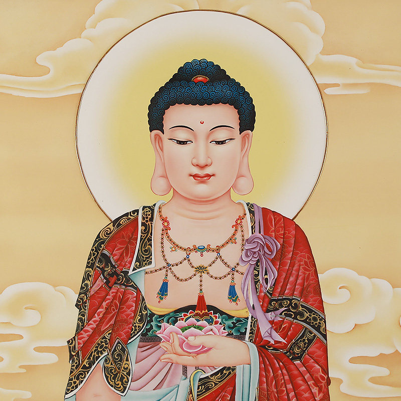 骏澜壁画装饰画手绘中式新中式神像佛堂画像三圣现代装饰画