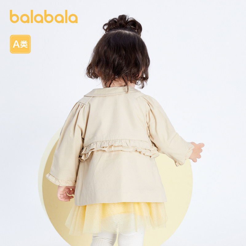 巴拉巴拉女童外套宝宝衣服婴儿上衣风衣童装周岁礼服甜美精致时髦-mc