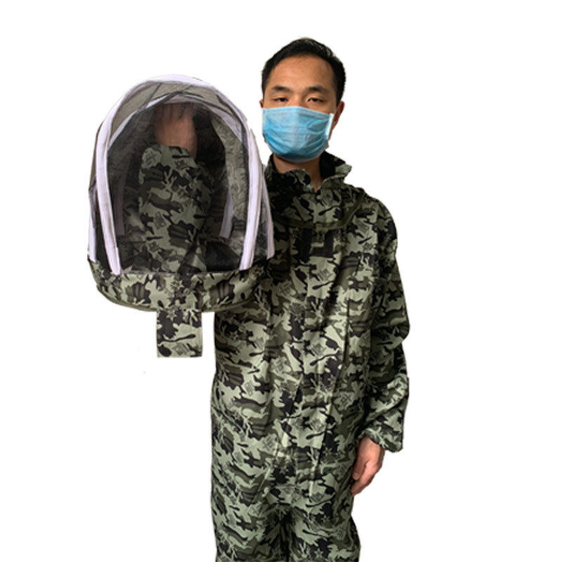 养蜂专用工具连体防蜂衣养蜂服蜂衣蜂帽迷彩防蜂服透气全套蜂具