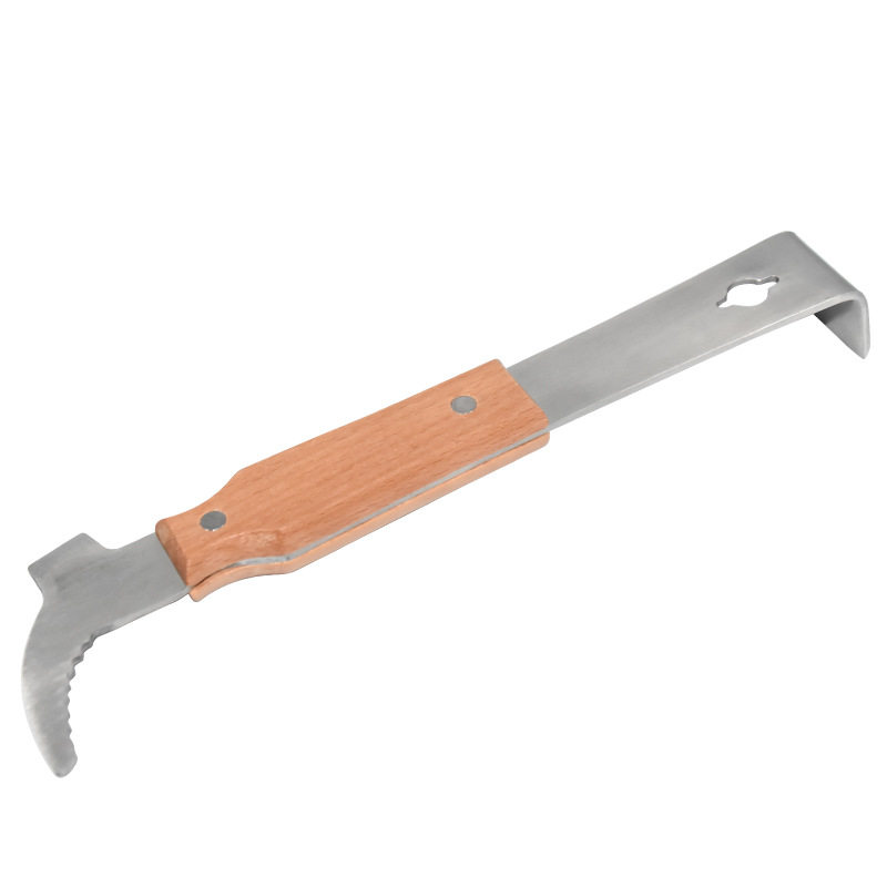 养蜂工具蜂具木柄猪尾起刮刀多功能两用不锈钢起钉器养蜂用具加厚