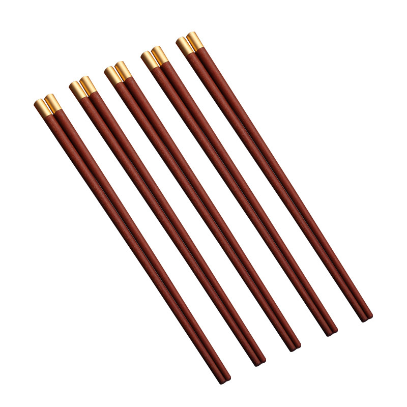 檀木筷子家用家庭实木无漆无蜡10双鸡翅木圆形筷子