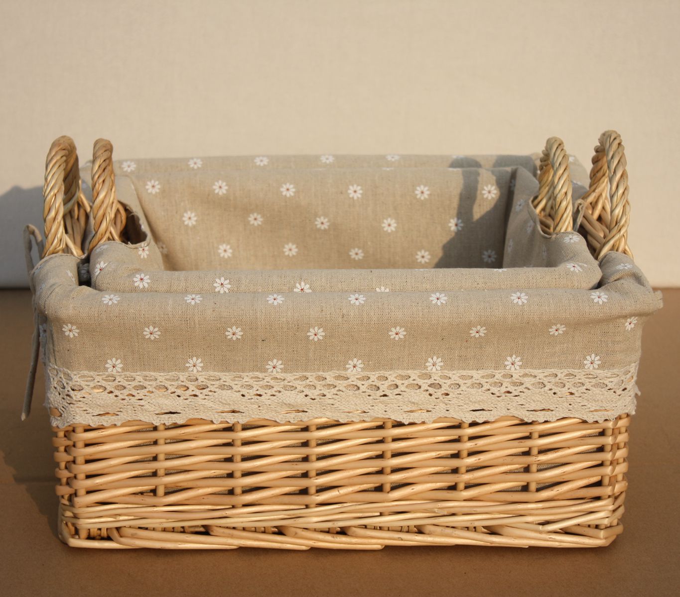 藤编柳编收纳筐 大号 带把手 收纳篮储物篮编织家居中号筐可定做 - 绿