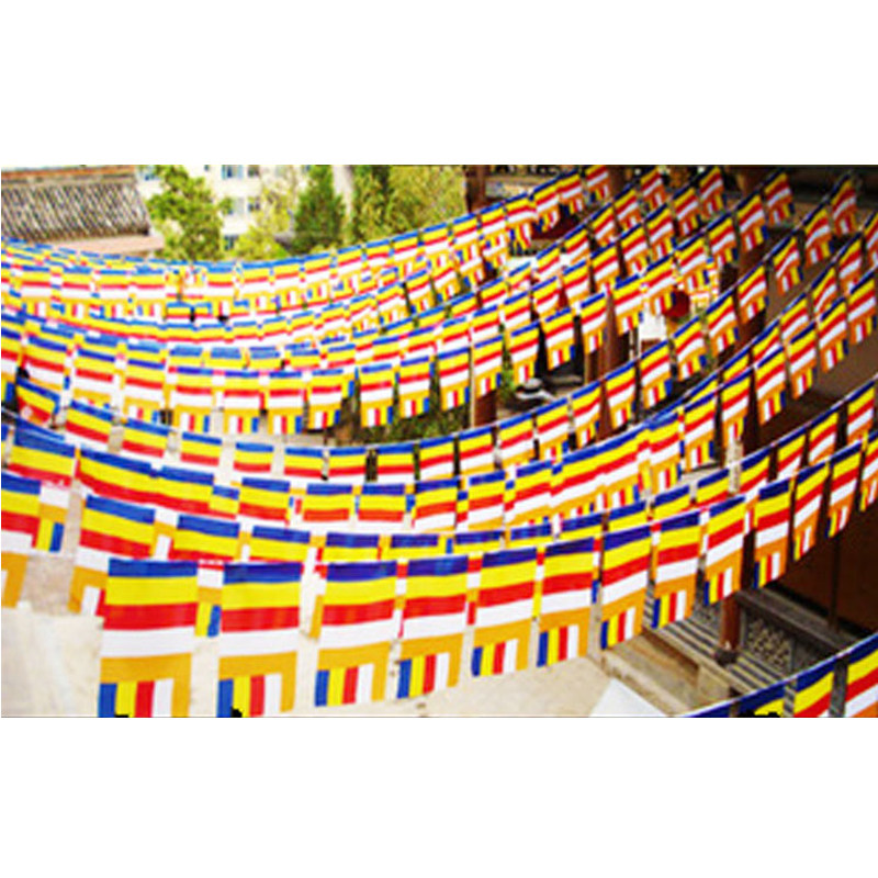 寺院40cm旗帜佛旗五色旗包装饰条纹串旗法会佛教工艺品