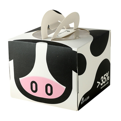 牛乳蛋糕烘焙澳洲牛奶主题4寸四寸手提奶牛生日蛋糕盒子点心包装盒