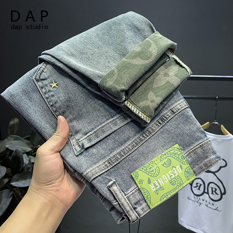 九分牛仔裤男2021年新款夏季薄款破洞潮牌修身小脚韩版潮流裤子男