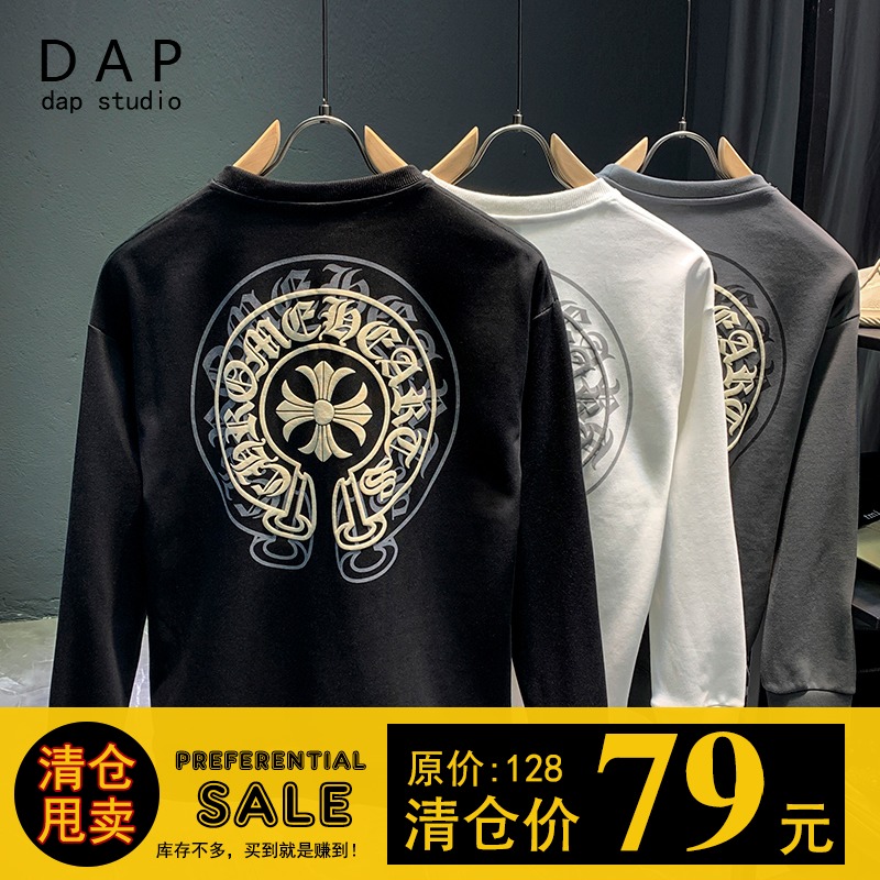 卫衣男春秋2022新款ins潮牌圆领套头印花长袖宽松炸街痞帅上衣