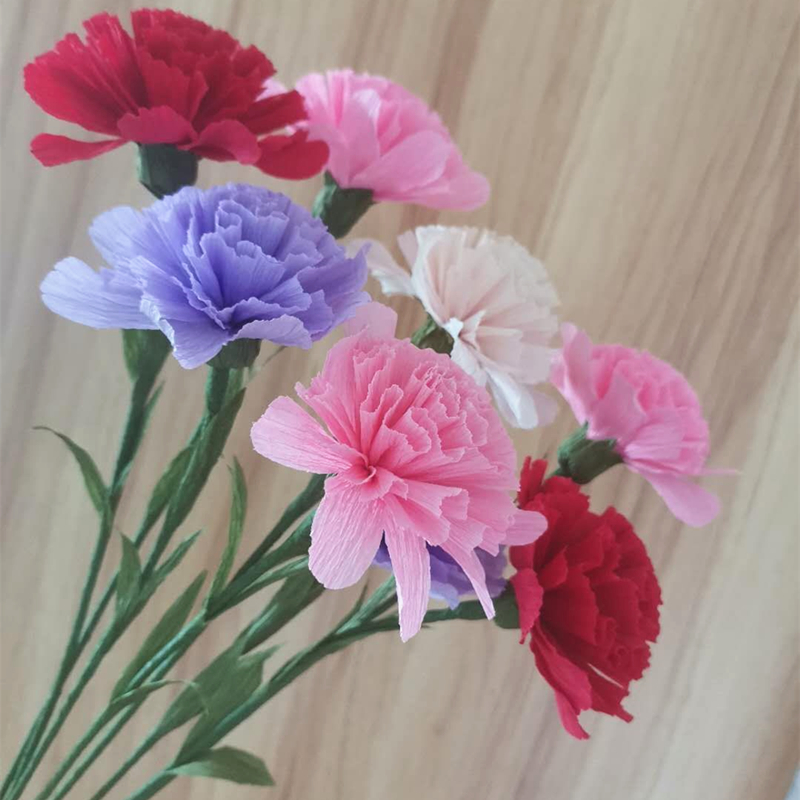 包邮皱纹康乃馨材料diy手工纸花教师节母亲三八节皱纹纸