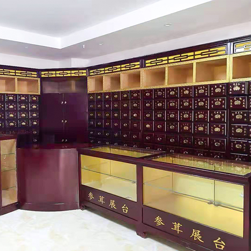 中药实木经济型参茸木质中医药柜柜仿古家用百子药柜