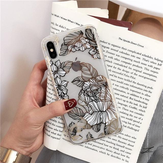 Line bronzing rose suitable for 12/11 Promax Apple XSmax mobile phone case iPhone8plus soft case X Line bronzing rose suitable for 12/11 Promax Apple XSmax mobile phone case iPhone8plus soft case X