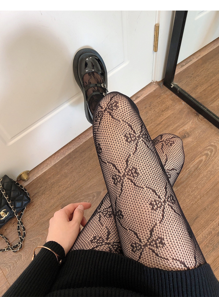 白色蕾丝网红渔网黑色蝴蝶结丝袜女潮ins美腿连裤袜