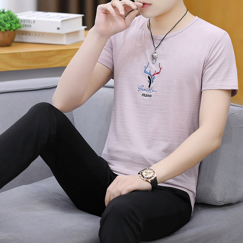 男装夏装2020年夏款t恤男短袖纯棉薄款汗衫夏季休闲衣服潮流半袖