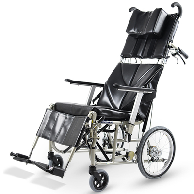 日本河轻便折叠小半躺高靠背铝合金手动代步多功能老人轮椅