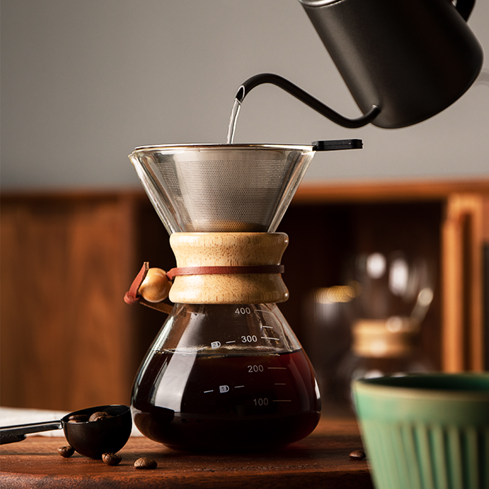 半房美式复古手冲滴漏咖啡壶法兰绒过滤网滤杯玻璃分享壶咖啡器具