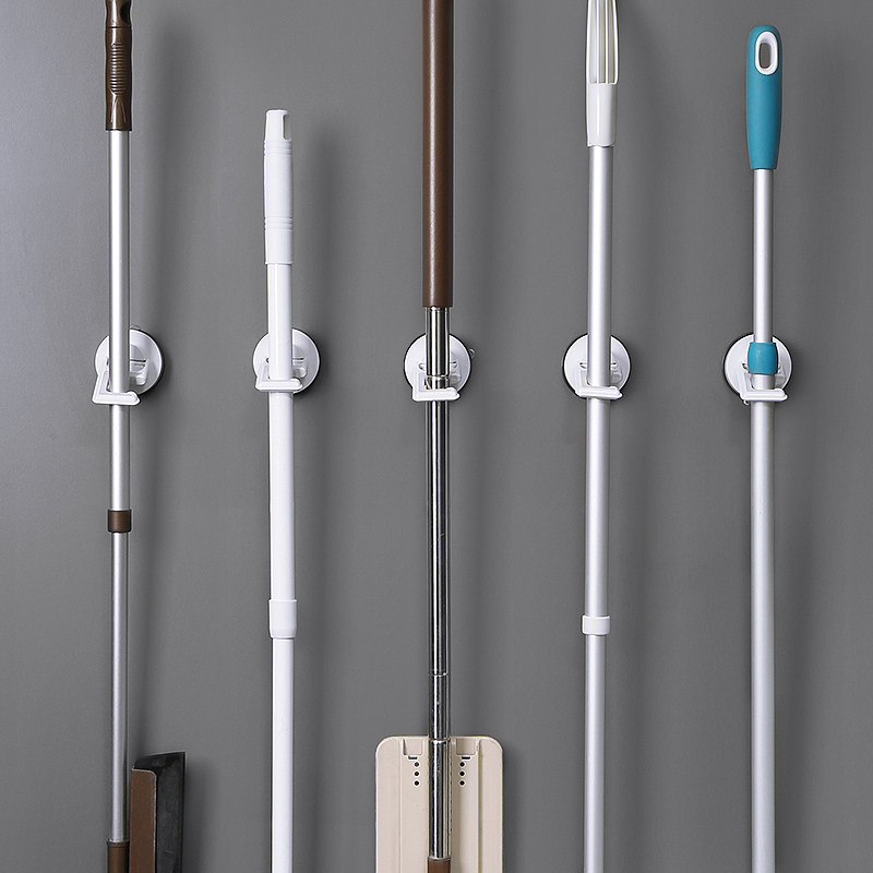 韩国挂拖把神器免打孔浴室挂钩扫把夹壁挂式强力墙壁卡扣吸盘挂架