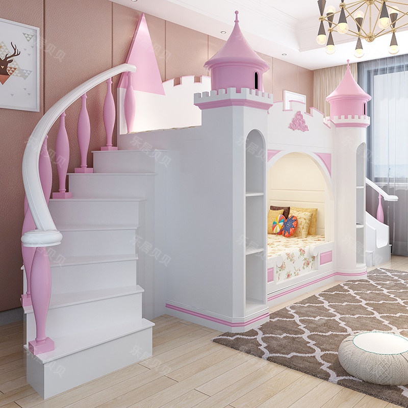 乐居贝贝定制实木轻奢滑梯城堡堡公主床上上下上下床儿童床