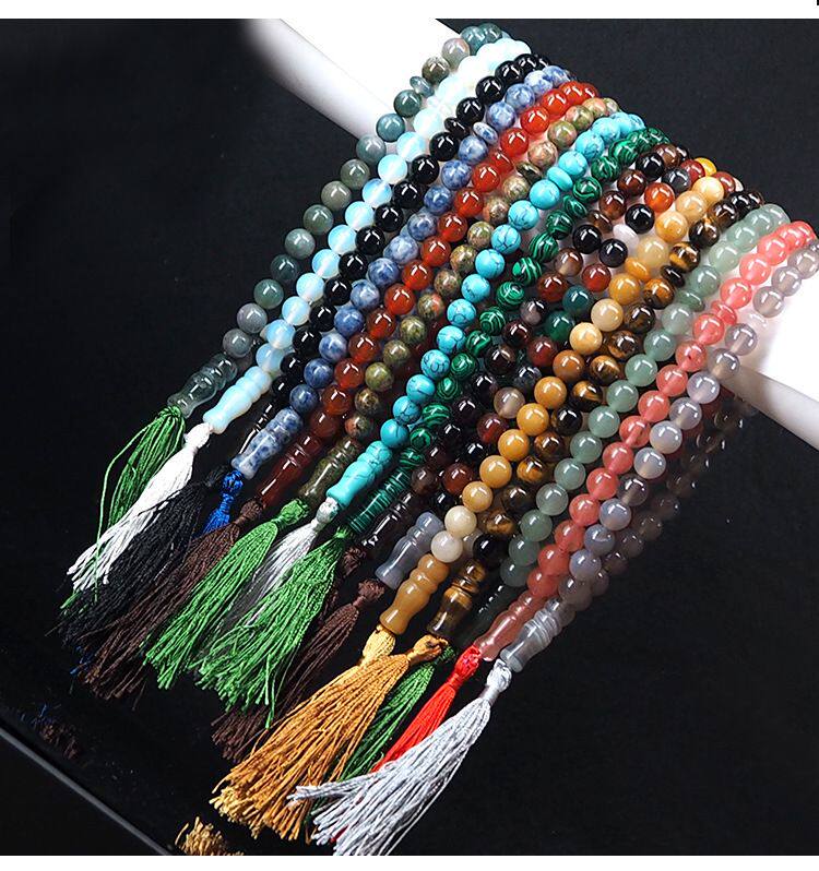 水晶玛瑙石头穆斯林33颗念珠手链伊斯兰教手串饰品其他特色工艺品