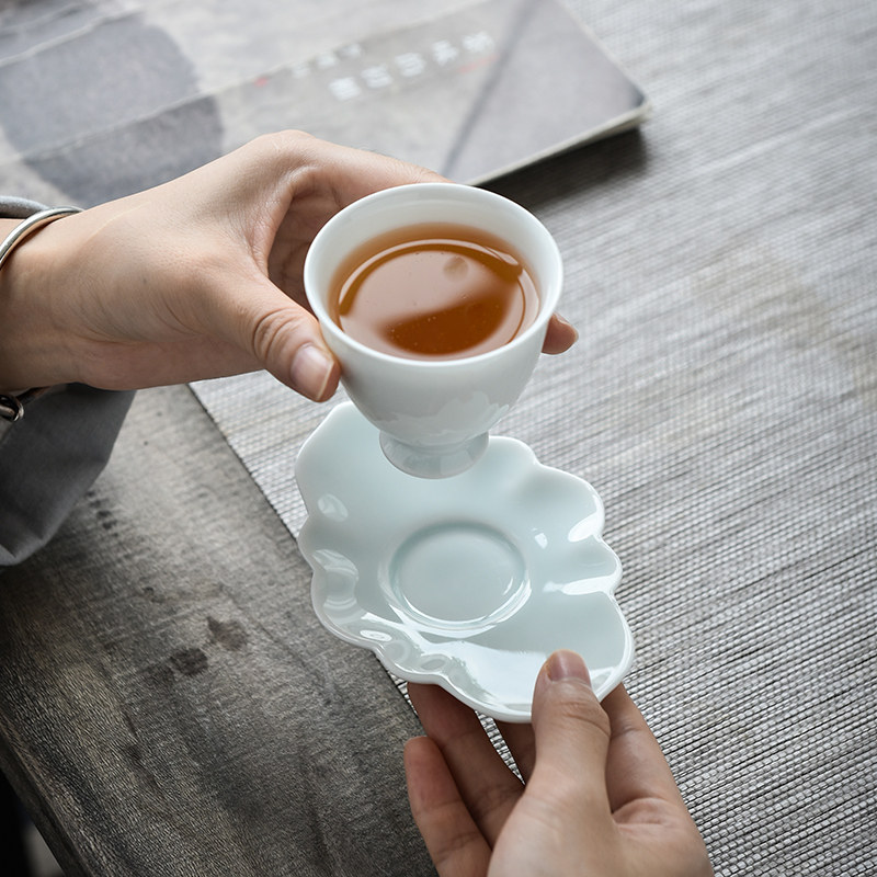 杯垫功夫茶杯托茶垫景德镇白瓷茶具品茗防烫陶瓷茶托
