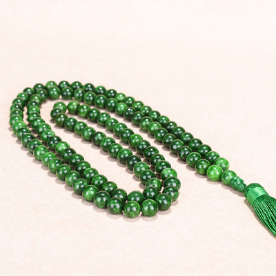 玉石匠干青翡翠108颗佛珠男女款念珠手链绿项链多圈铁龙生手串