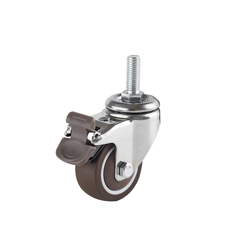 2寸m10螺丝轮子万向轮脚轮静音滑轮tpe橡胶轮家具配件带刹车金属