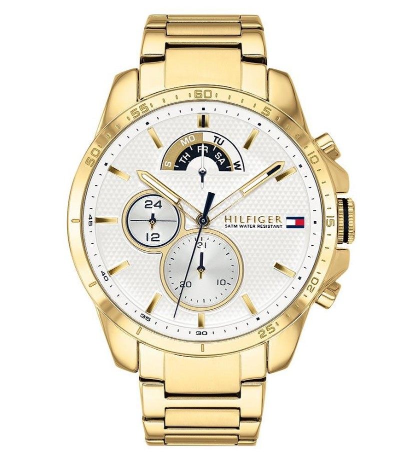 现货tommyhilfiger汤米手表不锈钢三眼星期星期日日历欧美腕表