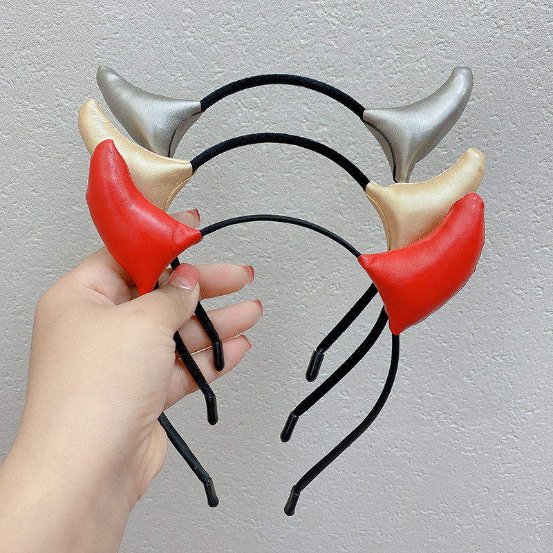 可爱牛角发箍搞怪恶魔发卡超萌小牛角头箍节日发饰