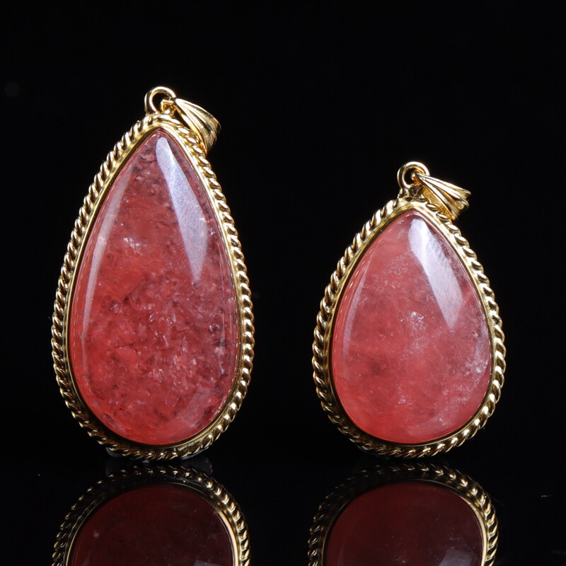 天然红纹石吊坠印加玫瑰925银包边挂件女款挂坠饰品礼物