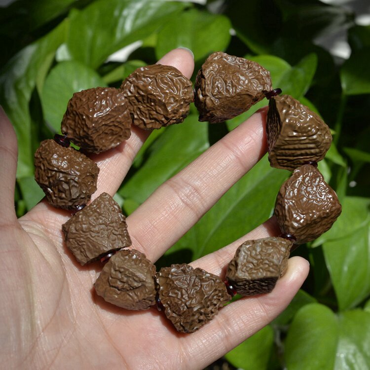 泥石手链新疆天然戈壁皱纹异形珠子原生态男士手链