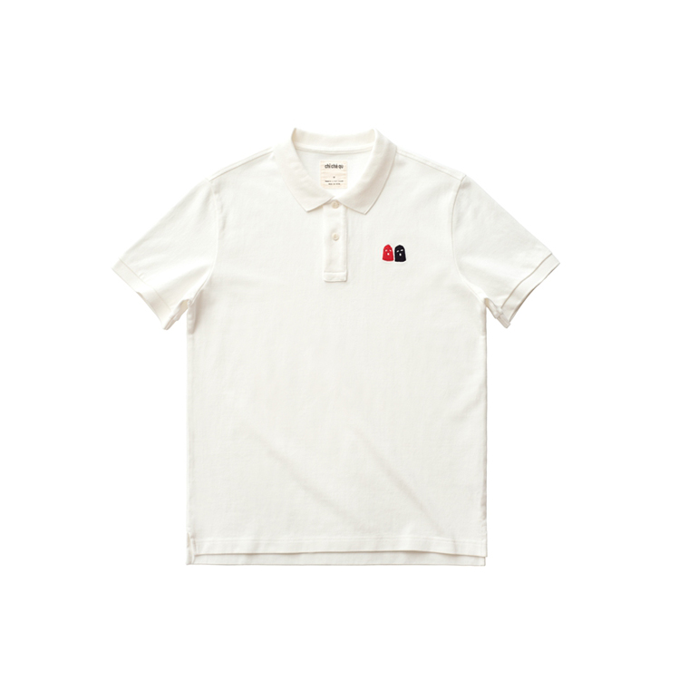 吃茶去重磅短袖POLO衫 复古厚实纯棉珠地345g/㎡ 刺绣两个好朋友