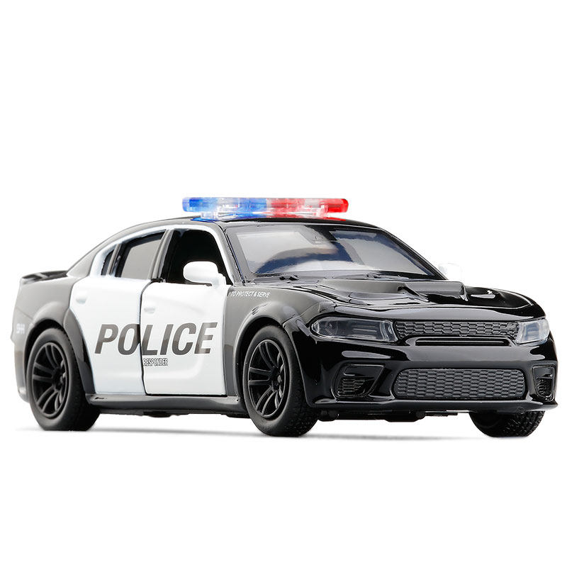 jkm1车模汽车模型警车回力开门金属合金地狱车模