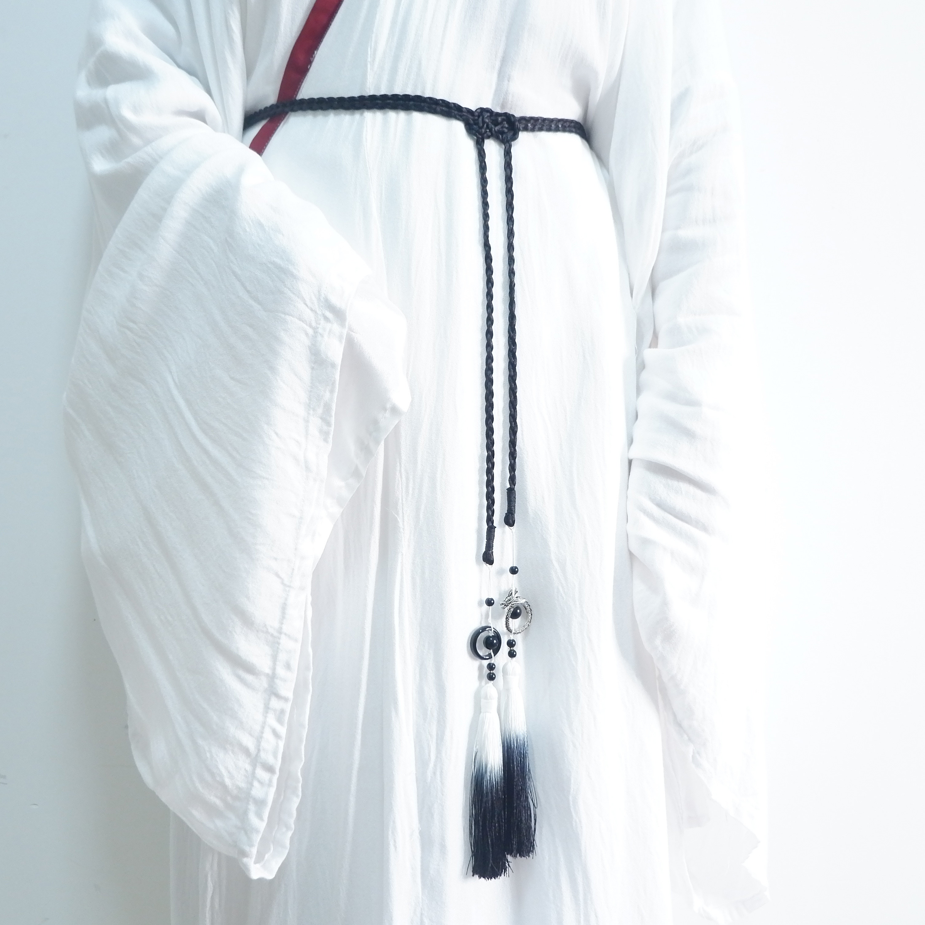 墨辰悠阁原创汉服宫绦圆领玛瑙玉环古龙腰带发饰