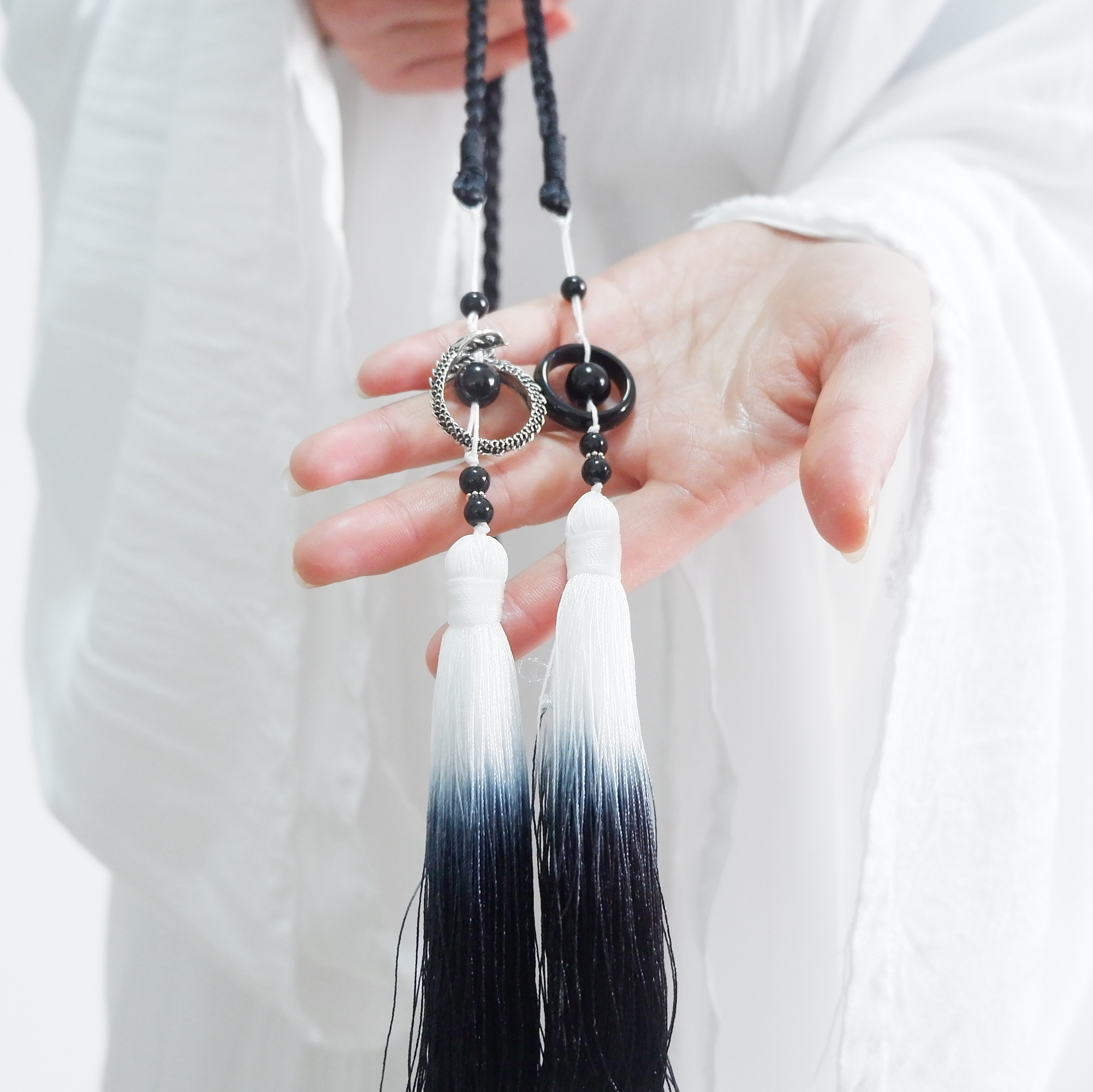 墨辰悠阁原创汉服宫绦圆领玛瑙玉环古龙腰带发饰