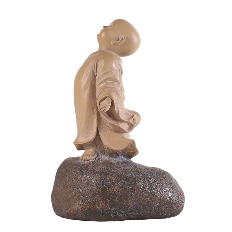 中式桌面装饰台湾禅趣小沙弥铁丸石禅趣摆件口碑好店