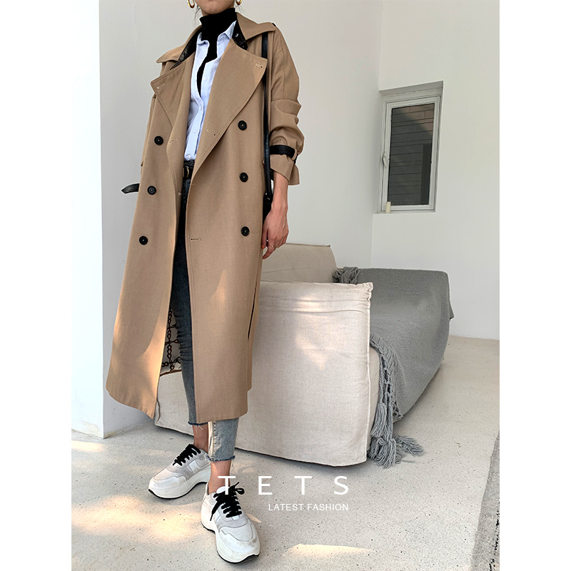 风衣女外套中长款2021年春秋新款长款过膝英伦风卡其色大码大衣