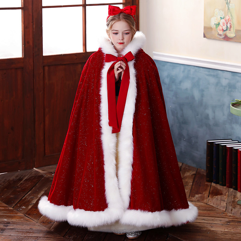 斗篷披风儿童白雪公主红色女童保暖礼服披肩女孩披风
