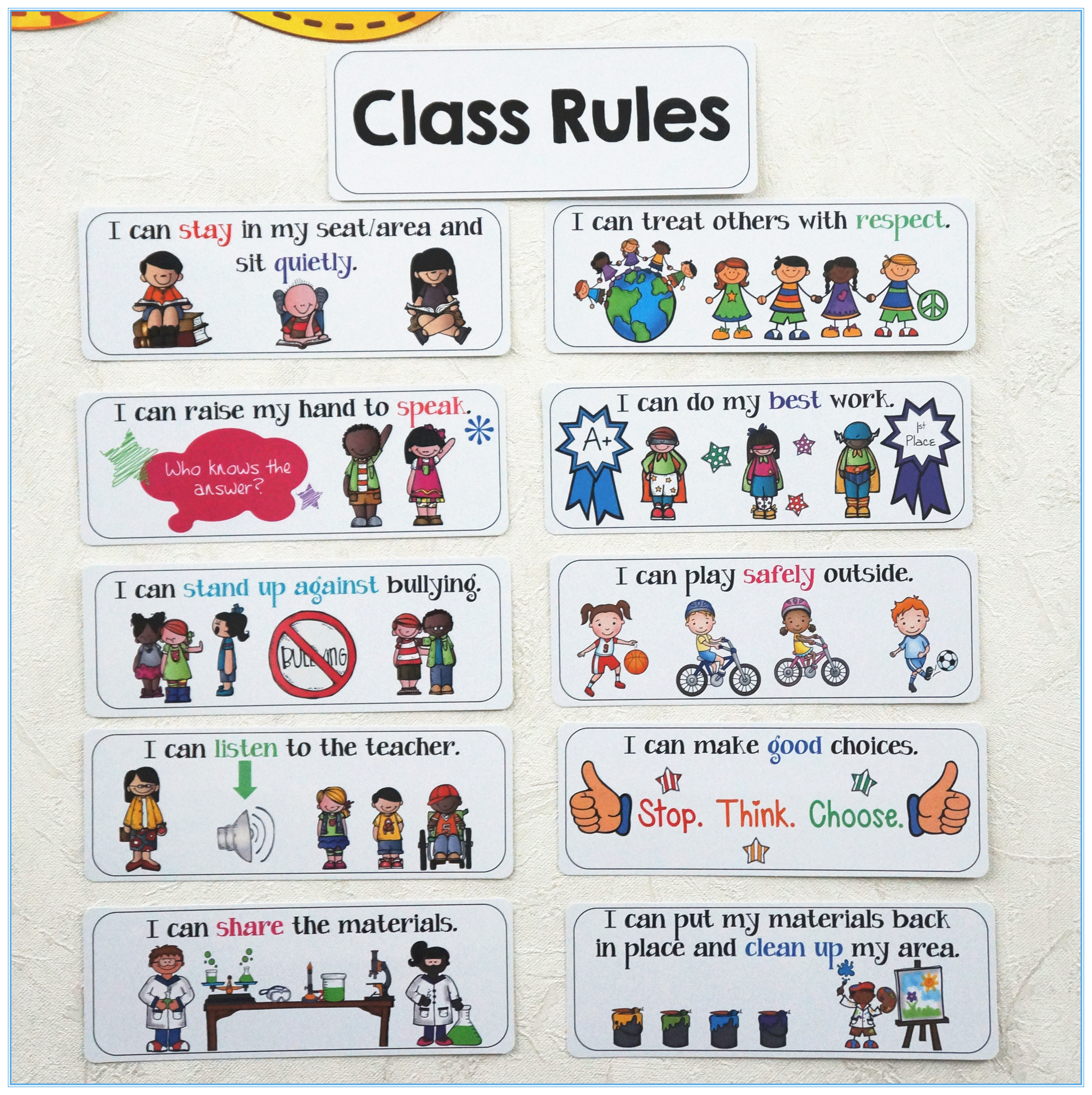 幼儿园教室守则早教卡片背景墙装饰英语海报撕不烂英语闪卡