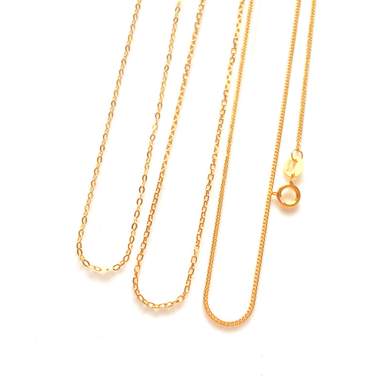 周凤禧 进口纯18k金项链黄金吊坠裸链闪o字链肖邦链锁骨正品