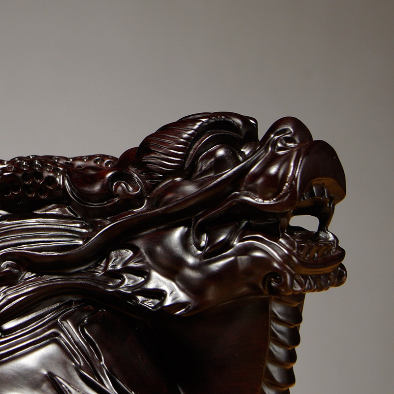 檀木雕龙摆件红木工艺品家居玄关实木雕刻木质摆件