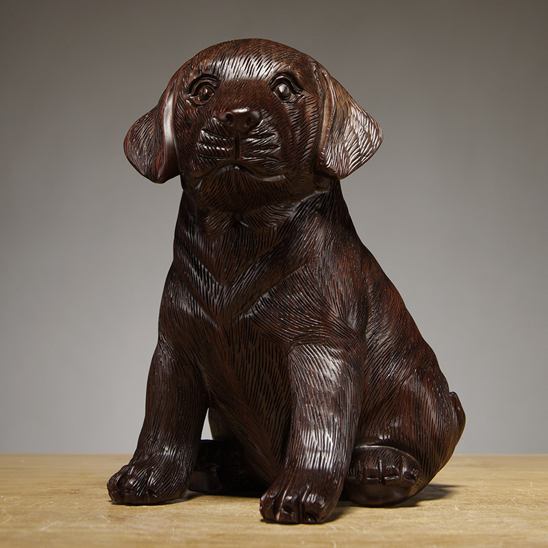 檀木木雕摆件十二生肖木狗红木家居客厅装饰装饰工艺摆件