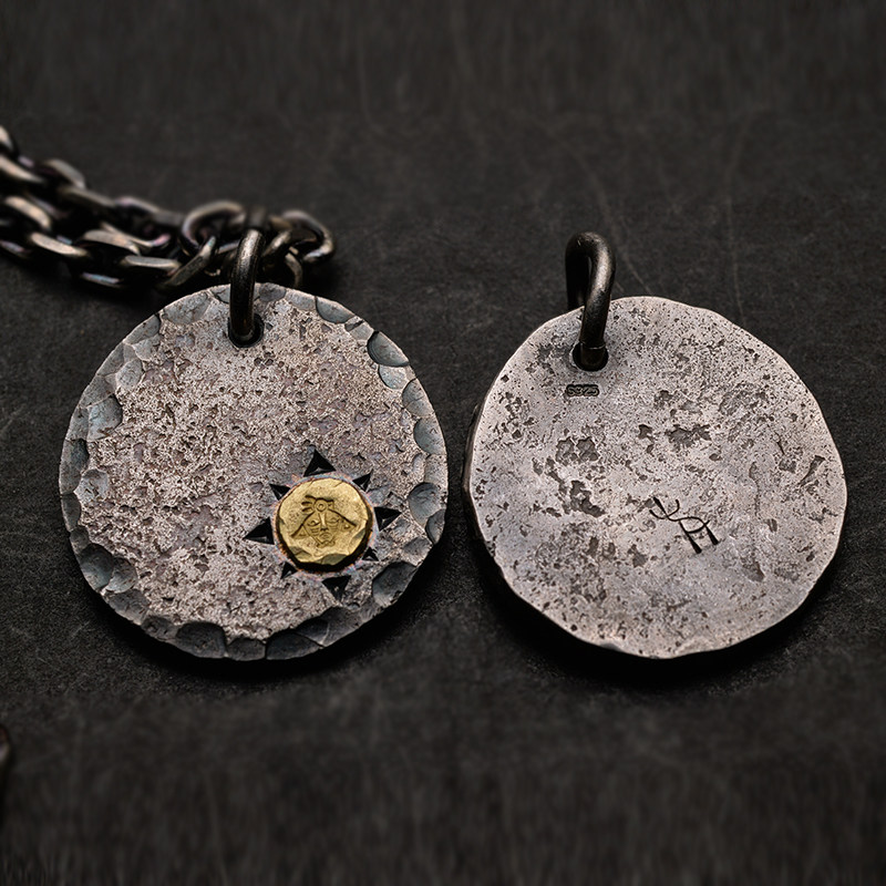 偶屿925纯银人面印台吊坠原创印第安四目图腾雷鸟项链手工个性 - 手