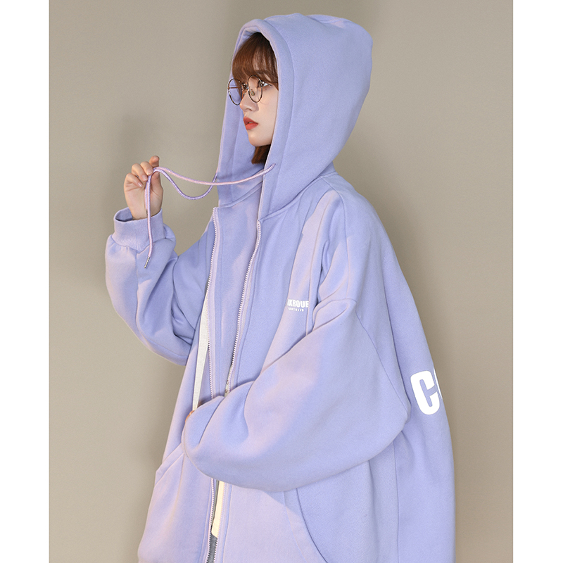 chic港风卫衣女春秋温柔风棒球服2022新款宽松运动连帽外套ins潮