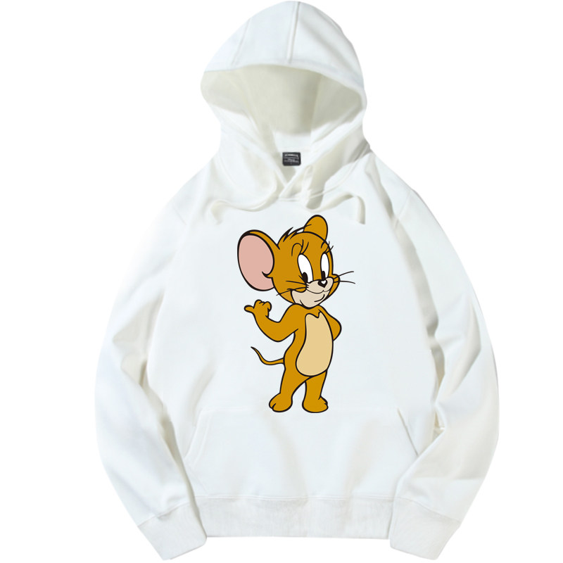 戚薇同款卫衣bf风杰瑞情侣装猫和老鼠联名衣服jerry女男宽松连帽 - 战